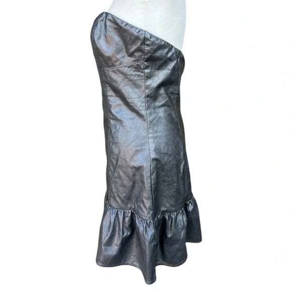 Cotton Candy LA Black Vegan Leather Fit and Flare Dress Size S - Picture 2 of 13